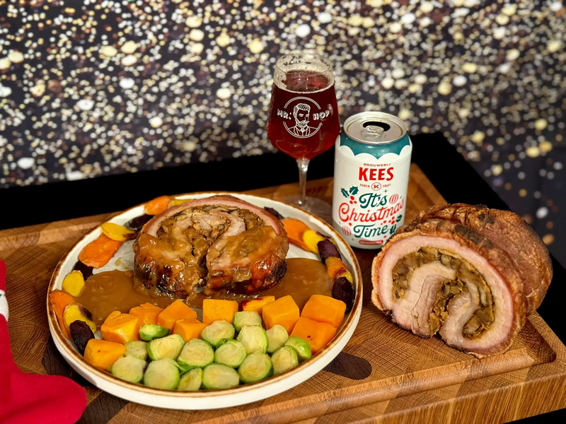 Porchetta met Paddenstoelvulling en Biersaus van BBQ Nerds