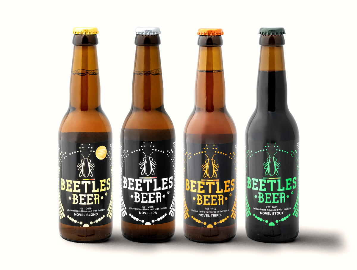 De vieren bieren van Beetles Beer; Novel Blond, Novel IPA, Novel Tripel, Novel Stout